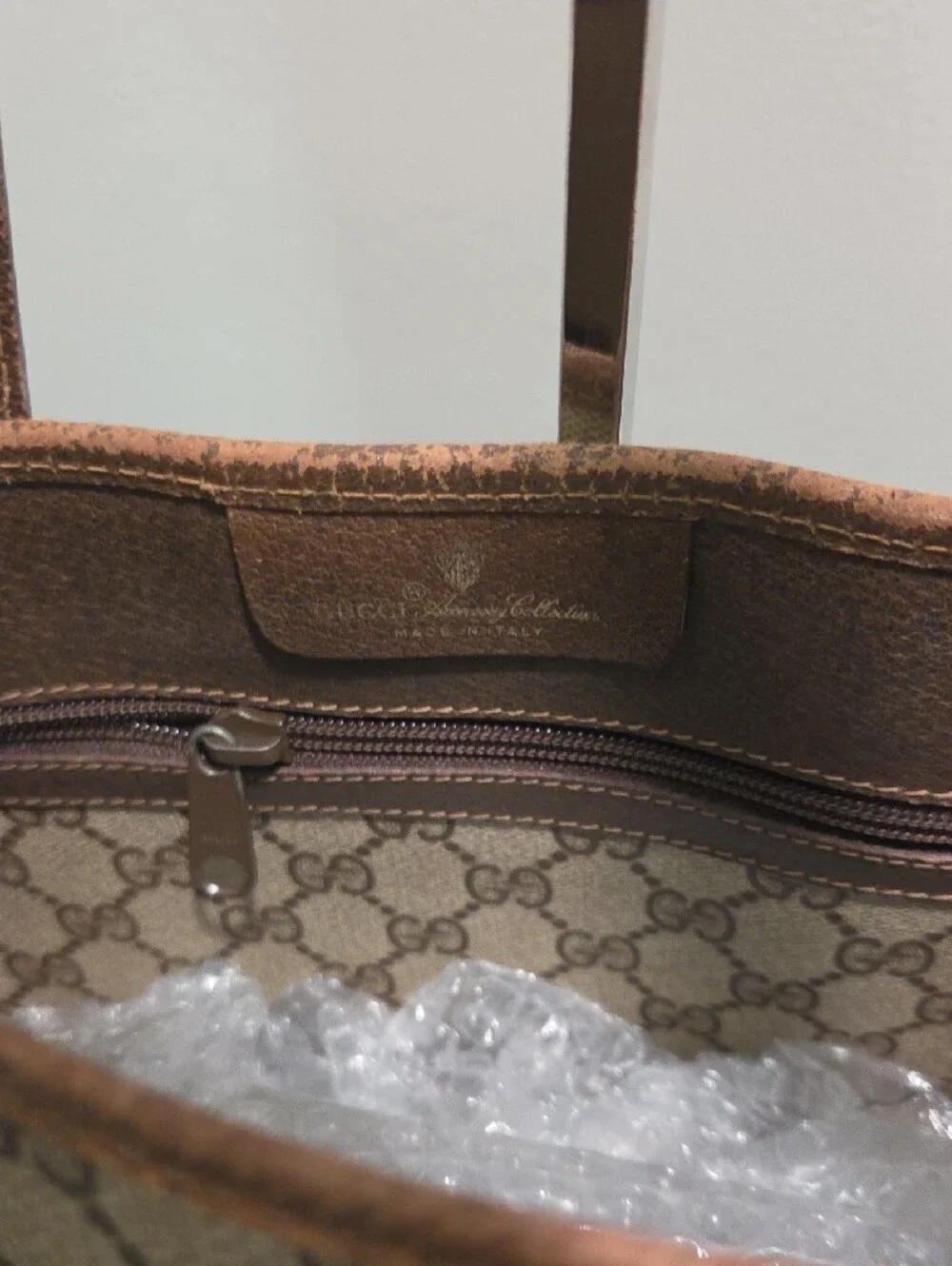 Gucci Beige GG Canvas Tote with Brown Leather and Sherryline- PROJECT